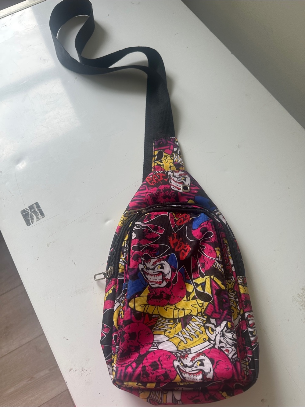 Colorful Graphic Sling Bag in Pink, Yellow & Blue